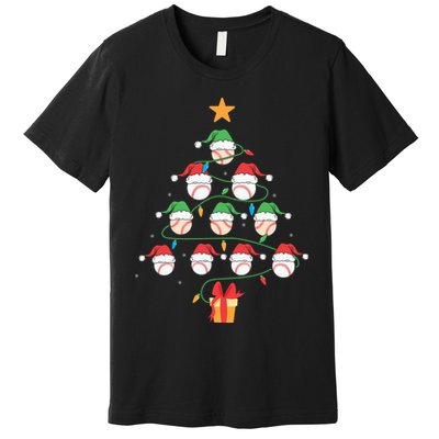Christmas Baseball Tree Light Funny Xmas Sport Holiday Premium T-Shirt