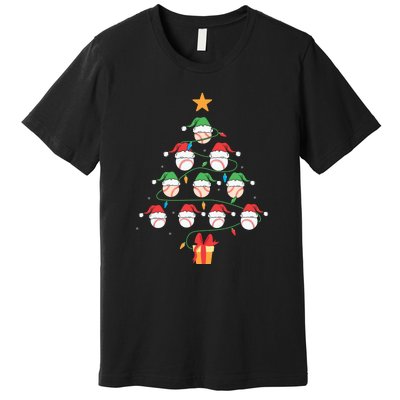 Christmas Baseball Tree Light Funny Xmas Sport Holiday Premium T-Shirt