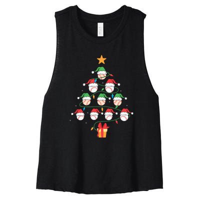 Christmas Baseball Tree Light Funny Xmas Sport Holiday Women's Racerback Cropped Tank