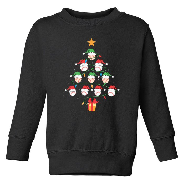 Christmas Baseball Tree Light Funny Xmas Sport Holiday Toddler Sweatshirt