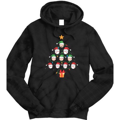 Christmas Baseball Tree Light Funny Xmas Sport Holiday Tie Dye Hoodie