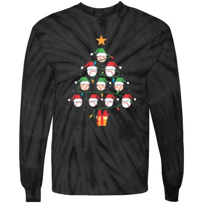 Christmas Baseball Tree Light Funny Xmas Sport Holiday Tie-Dye Long Sleeve Shirt