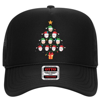 Christmas Baseball Tree Light Funny Xmas Sport Holiday Trucker Hat
