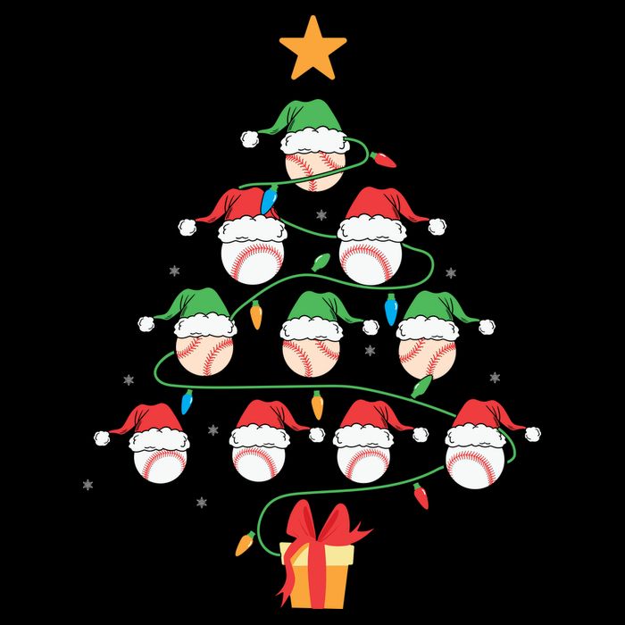 Christmas Baseball Tree Light Funny Xmas Sport Holiday Toddler Fine Jersey T-Shirt