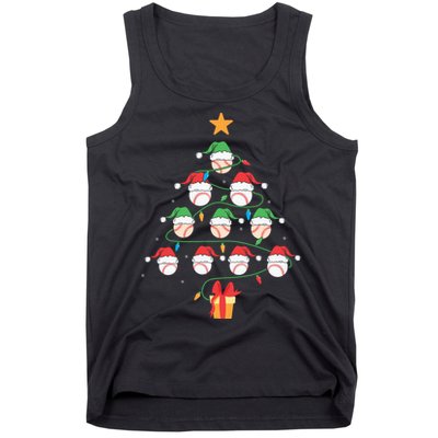 Christmas Baseball Tree Light Funny Xmas Sport Holiday Tank Top