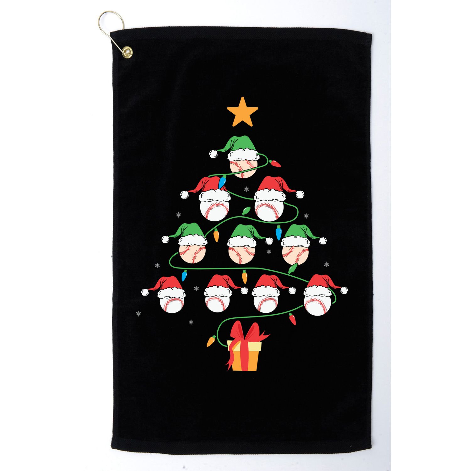 Christmas Baseball Tree Light Funny Xmas Sport Holiday Golf Towel