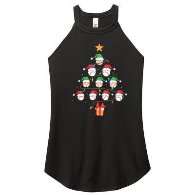 Christmas Baseball Tree Light Funny Xmas Sport Holiday Women's Perfect Tri Rocker Tank