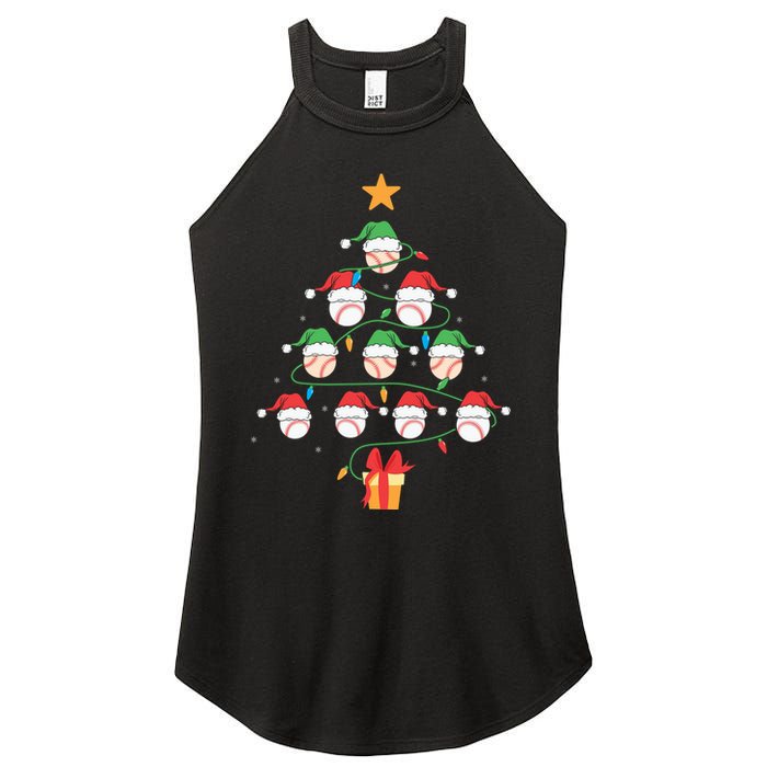 Christmas Baseball Tree Light Funny Xmas Sport Holiday Women's Perfect Tri Rocker Tank