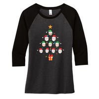 Christmas Baseball Tree Light Funny Xmas Sport Holiday Women's Tri-Blend 3/4-Sleeve Raglan Shirt