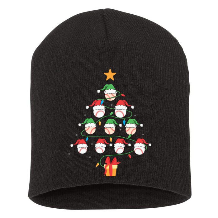 Christmas Baseball Tree Light Funny Xmas Sport Holiday Short Acrylic Beanie