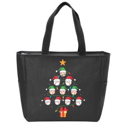 Christmas Baseball Tree Light Funny Xmas Sport Holiday Zip Tote Bag