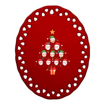 Christmas Baseball Tree Light Funny Xmas Sport Holiday Ceramic Oval Ornament