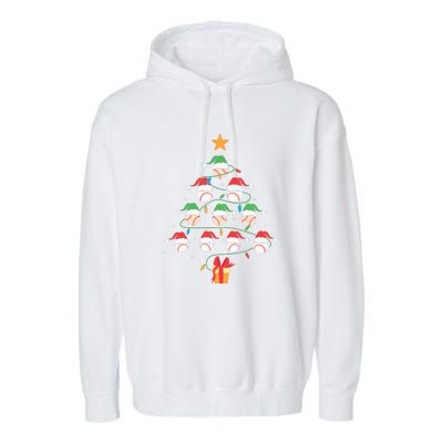 Christmas Baseball Tree Light Funny Xmas Sport Holiday Garment-Dyed Fleece Hoodie