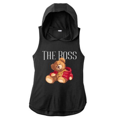 Cool Teddy Bear Dollar Sign Teddy Lover The Boss Bossy Ladies PosiCharge Tri-Blend Wicking Draft Hoodie Tank