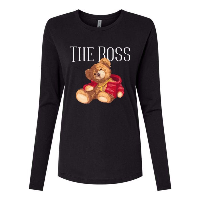 Cool Teddy Bear Dollar Sign Teddy Lover The Boss Bossy Womens Cotton Relaxed Long Sleeve T-Shirt