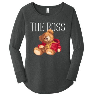 Cool Teddy Bear Dollar Sign Teddy Lover The Boss Bossy Women's Perfect Tri Tunic Long Sleeve Shirt