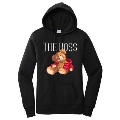 Cool Teddy Bear Dollar Sign Teddy Lover The Boss Bossy Women's Pullover Hoodie