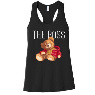 Cool Teddy Bear Dollar Sign Teddy Lover The Boss Bossy Women's Racerback Tank