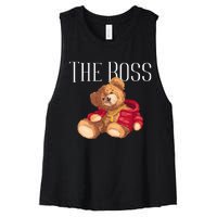 Cool Teddy Bear Dollar Sign Teddy Lover The Boss Bossy Women's Racerback Cropped Tank