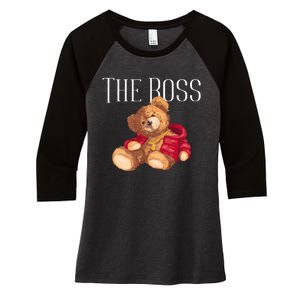 Cool Teddy Bear Dollar Sign Teddy Lover The Boss Bossy Women's Tri-Blend 3/4-Sleeve Raglan Shirt