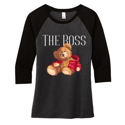 Cool Teddy Bear Dollar Sign Teddy Lover The Boss Bossy Women's Tri-Blend 3/4-Sleeve Raglan Shirt