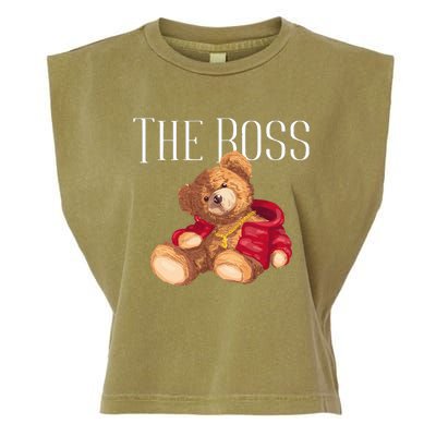 Cool Teddy Bear Dollar Sign Teddy Lover The Boss Bossy Garment-Dyed Women's Muscle Tee