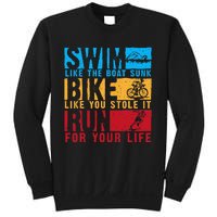 Cool Triathlon Boat Swim Bike Run Triathlete Sweatshirt