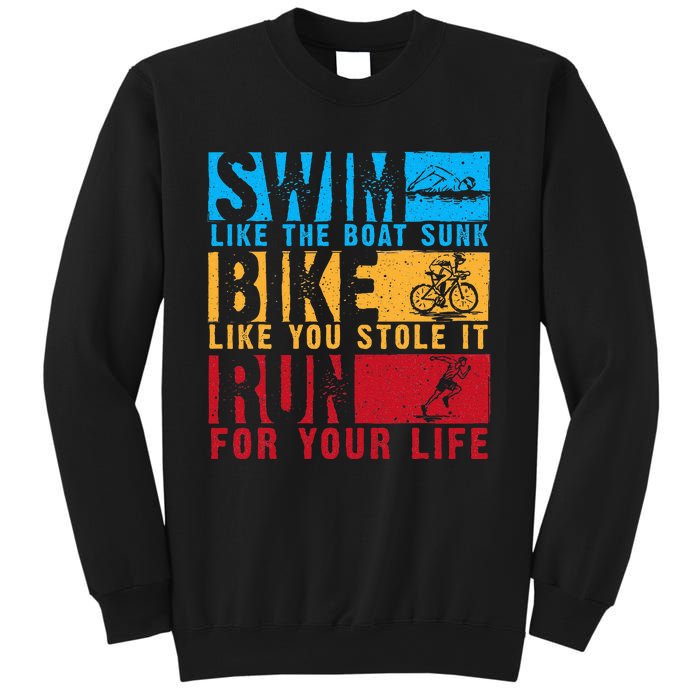 Cool Triathlon Boat Swim Bike Run Triathlete Sweatshirt