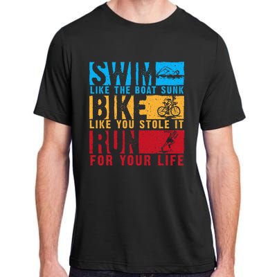 Cool Triathlon Boat Swim Bike Run Triathlete Adult ChromaSoft Performance T-Shirt