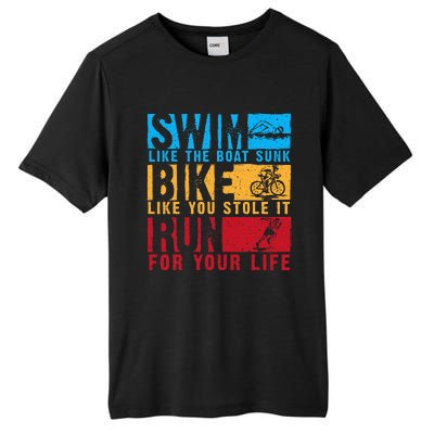 Cool Triathlon Boat Swim Bike Run Triathlete Tall Fusion ChromaSoft Performance T-Shirt