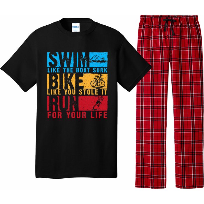 Cool Triathlon Boat Swim Bike Run Triathlete Pajama Set