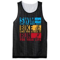 Cool Triathlon Boat Swim Bike Run Triathlete Mesh Reversible Basketball Jersey Tank