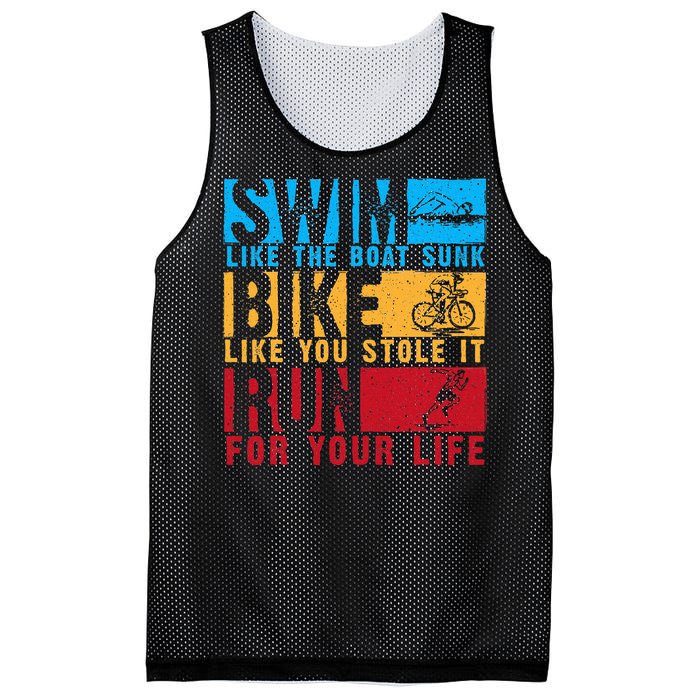 Cool Triathlon Boat Swim Bike Run Triathlete Mesh Reversible Basketball Jersey Tank