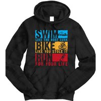 Cool Triathlon Boat Swim Bike Run Triathlete Tie Dye Hoodie