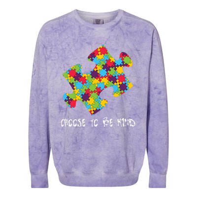 Choose To Be Kind Autism Puzzle Piece Gift Colorblast Crewneck Sweatshirt