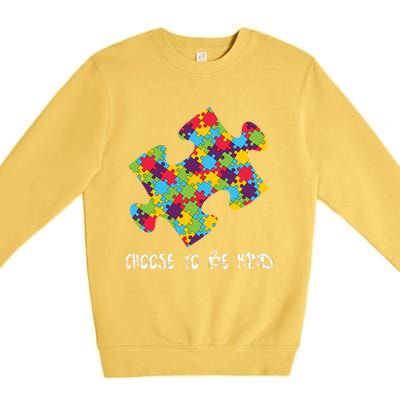 Choose To Be Kind Autism Puzzle Piece Gift Premium Crewneck Sweatshirt