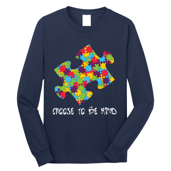 Choose To Be Kind Autism Puzzle Piece Gift Long Sleeve Shirt