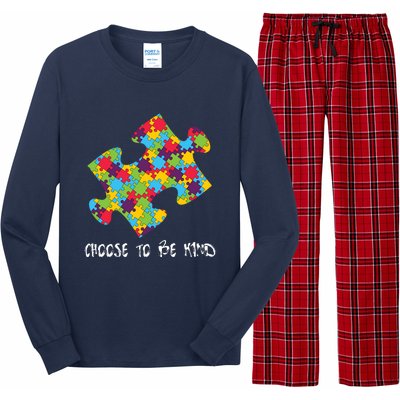 Choose To Be Kind Autism Puzzle Piece Gift Long Sleeve Pajama Set