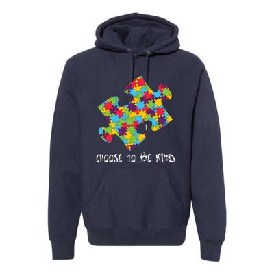 Choose To Be Kind Autism Puzzle Piece Gift Premium Hoodie