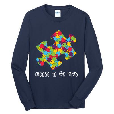 Choose To Be Kind Autism Puzzle Piece Gift Tall Long Sleeve T-Shirt