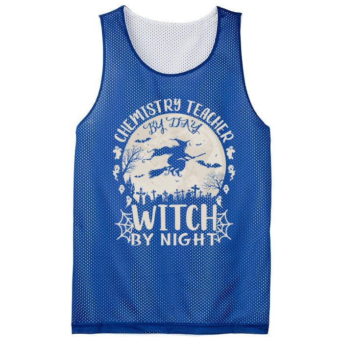 Chemistry Teacher By Day Witch By Night Funny Halloween Cute Gift Mesh Reversible Basketball Jersey Tank