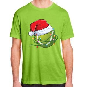 Christmas Tennis Ball In Santa Hat Wrapped In Holiday Lights Adult ChromaSoft Performance T-Shirt