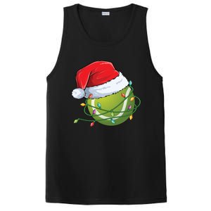 Christmas Tennis Ball In Santa Hat Wrapped In Holiday Lights PosiCharge Competitor Tank