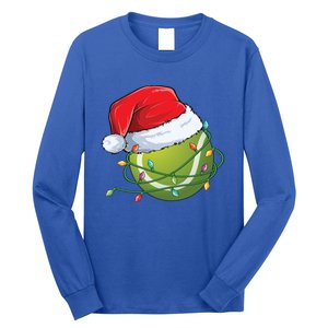 Christmas Tennis Ball In Santa Hat Wrapped In Holiday Lights Long Sleeve Shirt