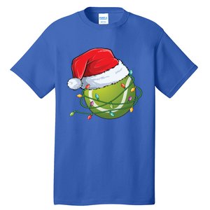 Christmas Tennis Ball In Santa Hat Wrapped In Holiday Lights Tall T-Shirt