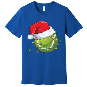 Christmas Tennis Ball In Santa Hat Wrapped In Holiday Lights Premium T-Shirt