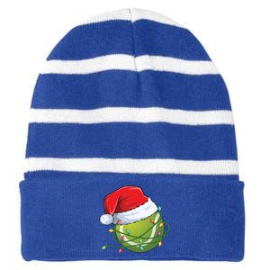 Christmas Tennis Ball In Santa Hat Wrapped In Holiday Lights Striped Beanie with Solid Band