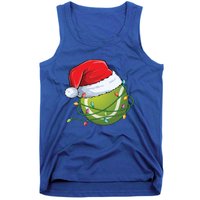 Christmas Tennis Ball In Santa Hat Wrapped In Holiday Lights Tank Top