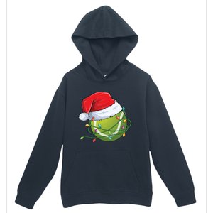 Christmas Tennis Ball In Santa Hat Wrapped In Holiday Lights Urban Pullover Hoodie