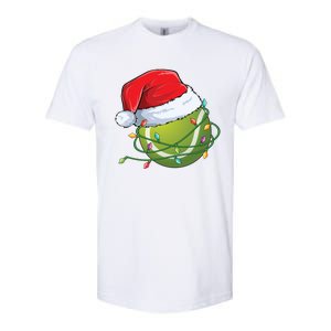 Christmas Tennis Ball In Santa Hat Wrapped In Holiday Lights Softstyle CVC T-Shirt